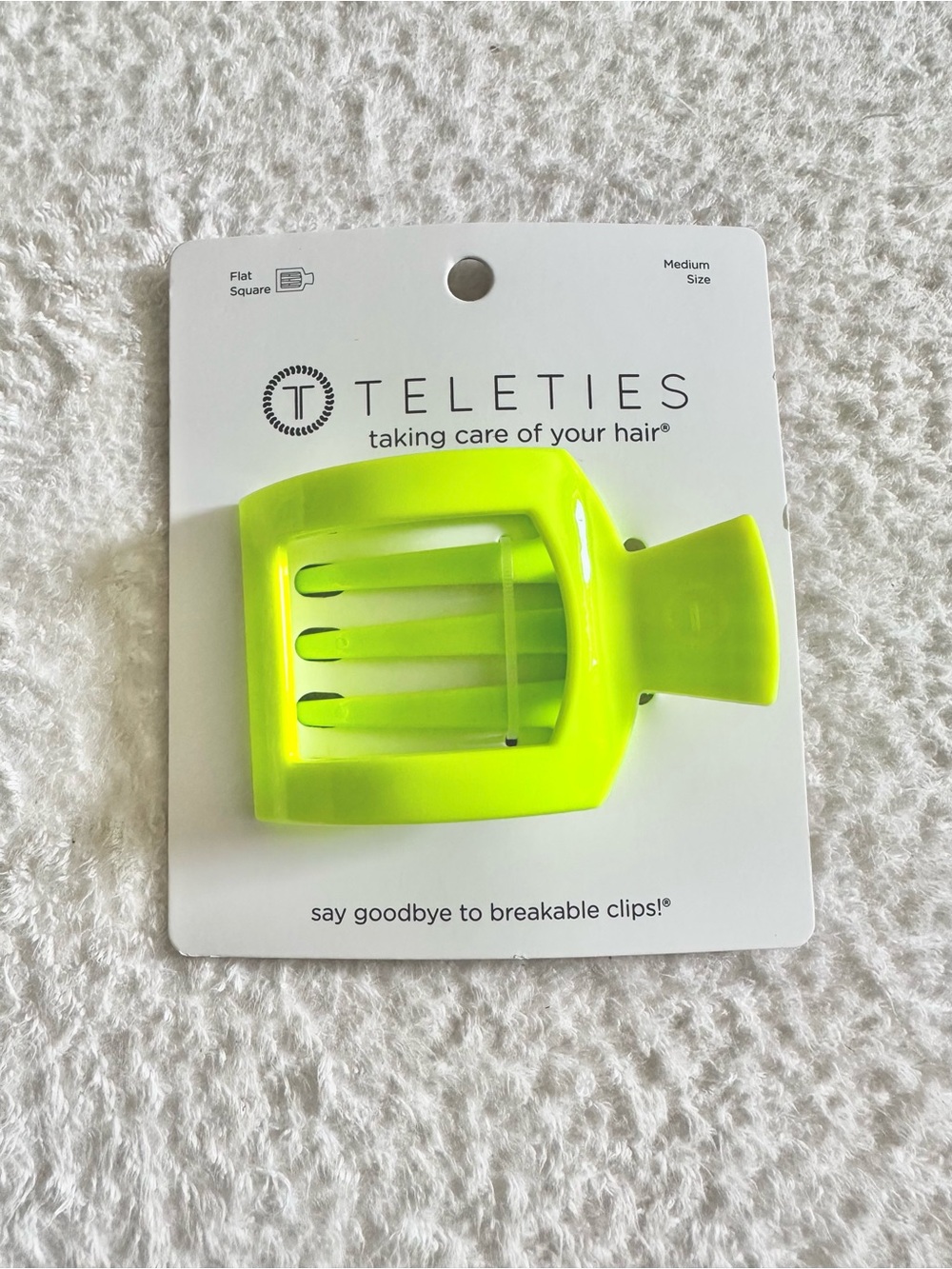 Teleties Neon Green Hair Clip - Medium